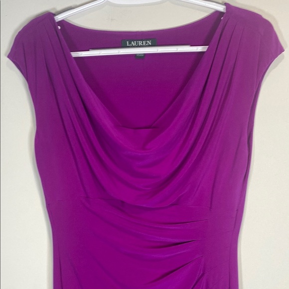 Ralph Lauren Purple Sheath Dress with Cowl Neck - Picture 3 of 8